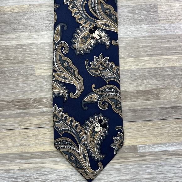 Balancine Tie Mickey Mouse Disney Paisley Silk 4 Vintage Blue Necktie - JL499 - Picture 1 of 8